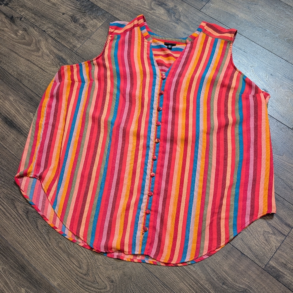 Torrid Vibrant Striped Harper Tunic Sleeveless Blouse Size 3 - Picture 3 of 8